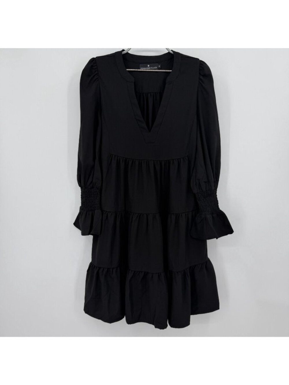 Pomander Place by Tuckernuck Women's Black Crepe Kenzo Mini Dress Tier size XS
